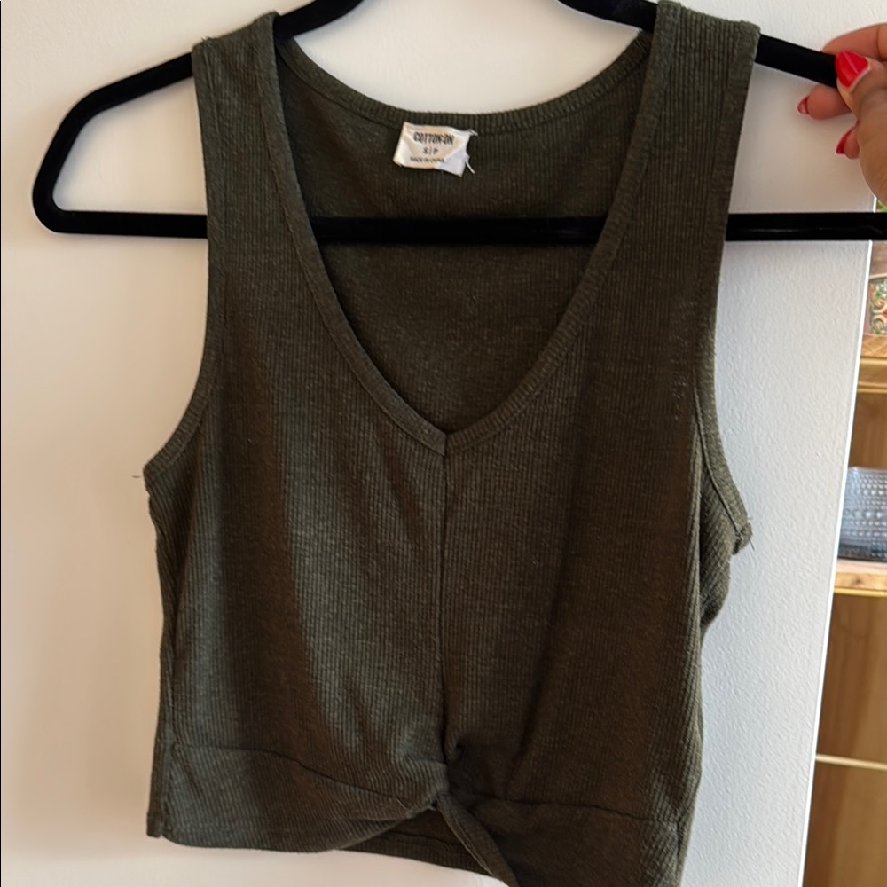 Cotton On Dark Green Sleeveless Crop Tank Top